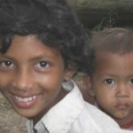Children in Bakprea floating village near the Tonle Sap